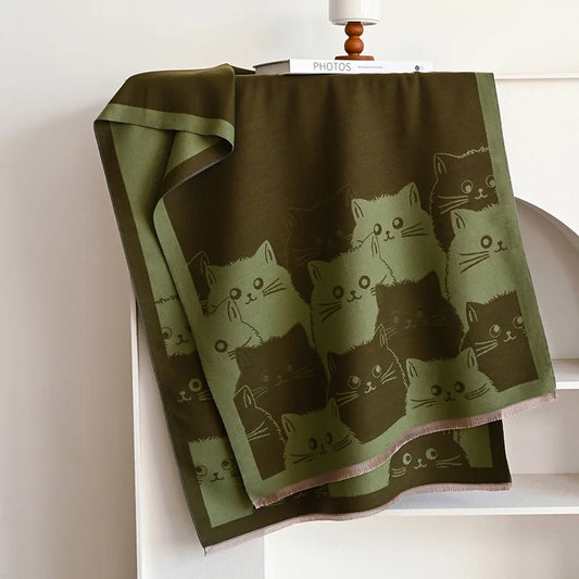 🧣 Écharpe Jacquard Chat IROJEFF – Douceur & Chaleur Hivernale