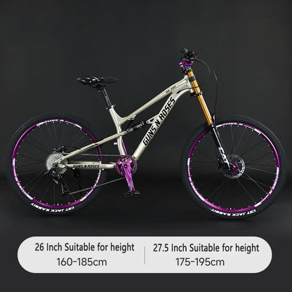 🚵 VTT 26"/27,5" 10 vitesses – Suspension pneumatique, cadre aluminium soft-tail