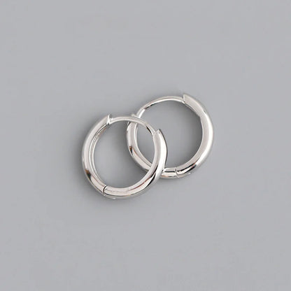 Boucle d'oreille ronde minimaliste en argent Sterling 925 véritable pour femmes, cerceau, accessoires de bijoux