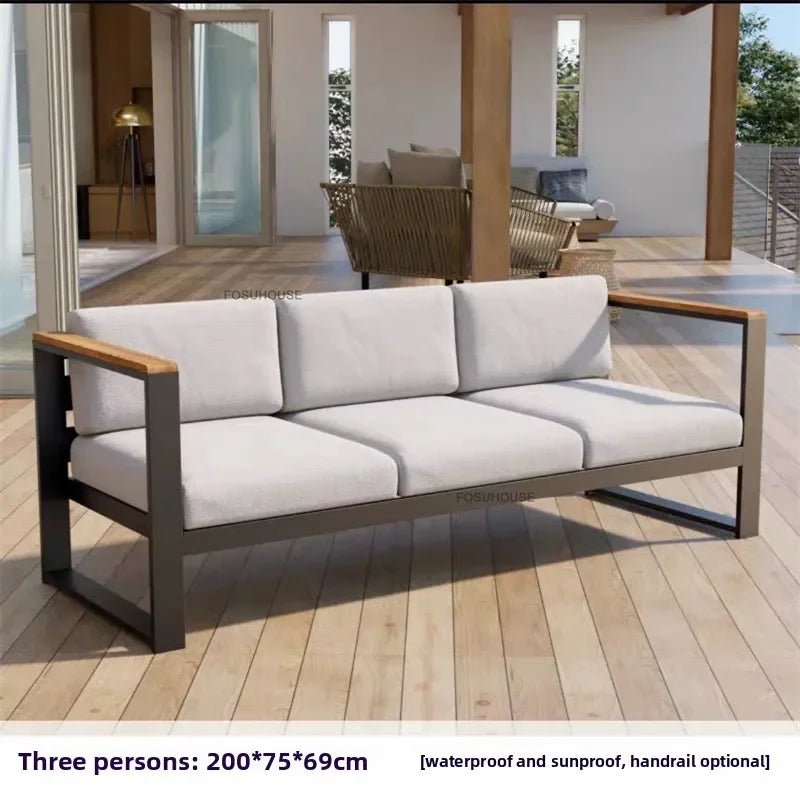 Canapé de cour en plein air européen, fauteuil en alliage d'aluminium, meubles de jardin de luxe, protection solaire, canapé étanche