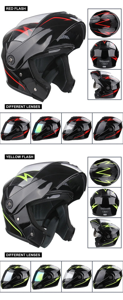 Uchoose-Casque de moto unisexe avec visière, double lentille, section transversale, certification DOT, casque de sécurité modulaire, casque à rabat