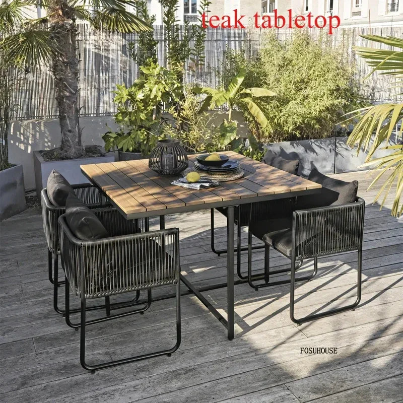 Ensembles de Table et de chaises d'extérieur en rotin PE, Table et chaise de loisirs pour cour, ensemble de meubles de jardin, balcon, meubles de Villa de jardin BB