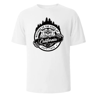 T-shirt californien 100% coton – Homme & femme, été, col rond, respirant et manches courtes