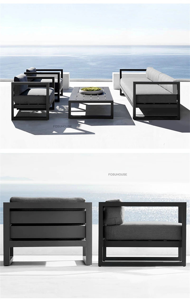 Canapé de cour en plein air européen, fauteuil en alliage d'aluminium, meubles de jardin de luxe, protection solaire, canapé étanche