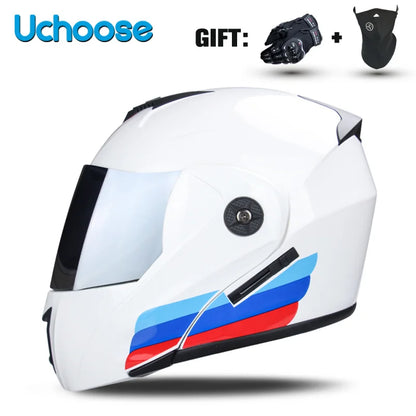 Uchoose-Casque de moto unisexe avec visière, double lentille, section transversale, certification DOT, casque de sécurité modulaire, casque à rabat
