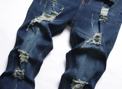 2024 Nouveaux Jeans Slim-Fit Rippés et Décolorés pour Hommes