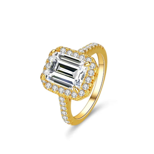 Bague Femme Argent 925 avec Moissanite Rectangle – Trendy pour Engagement