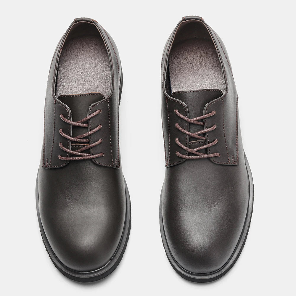 Chaussures décontractées en cuir pour hommes ultralégères et confortables Chaussures Derby en cuir véritable noires pour hommes #KD6675