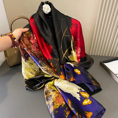 🧣 Foulard en Soie RUNMEIFA – Élégance d’Été & Style Luxe