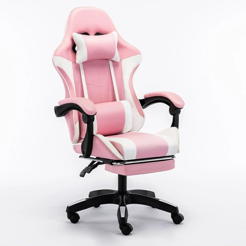 Chaise de Gaming Ergonomique LIYGAOF avec Repose-Pieds (Rose)