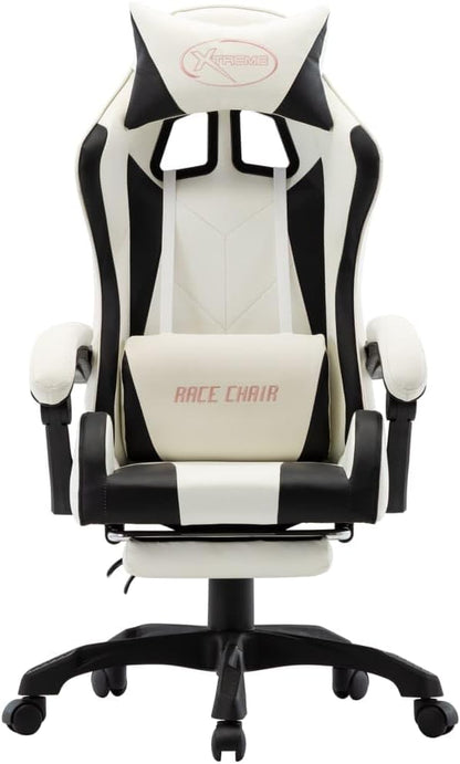 LARRYHOT Fauteuil de Jeux Vidéo et Bureau – Noir et Blanc