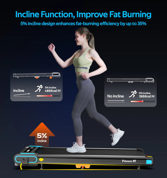 Tapis de Course Pooboo Pliable avec Inclinaison Ajustable - Tapis de Marche Électrique pour Bureau