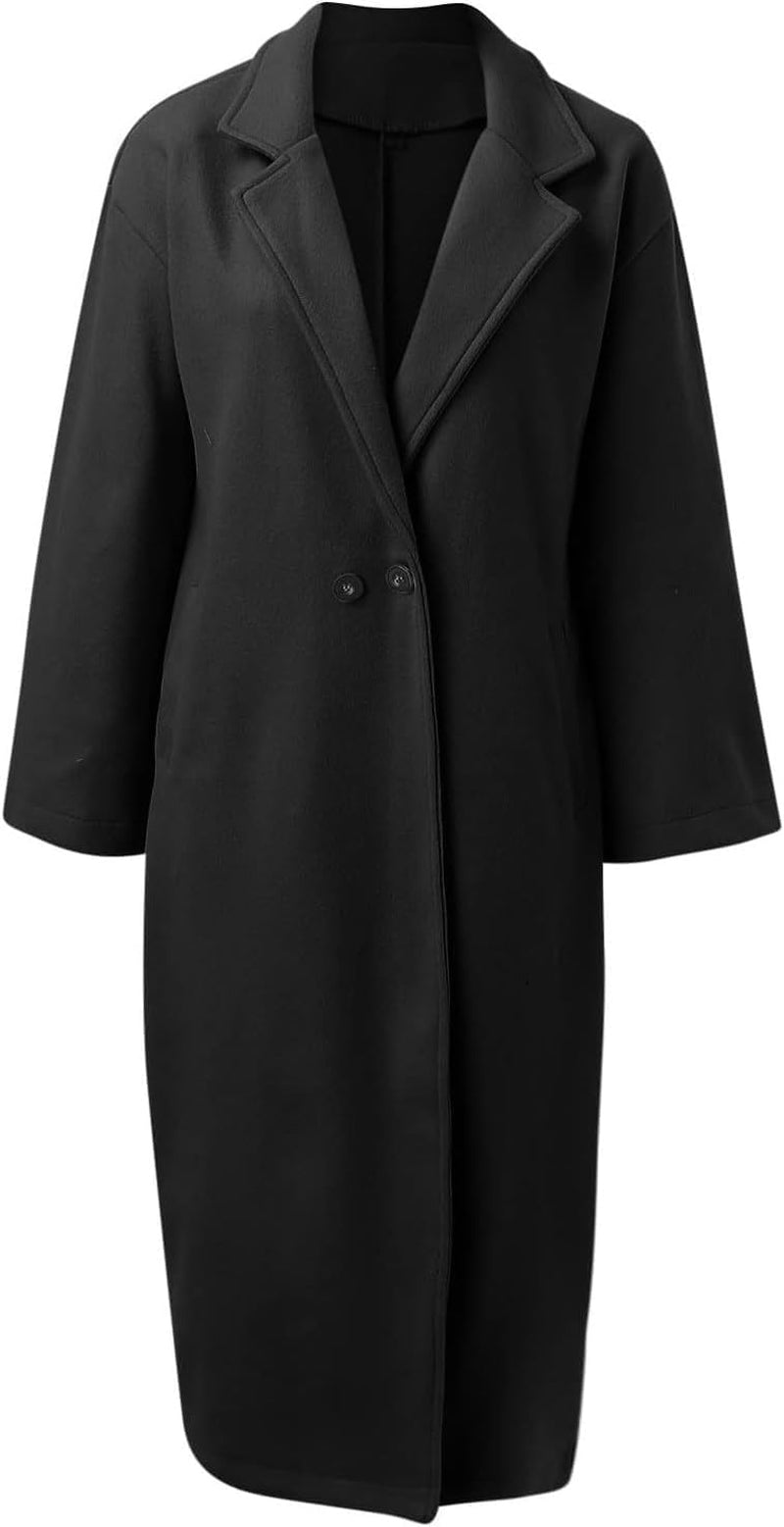 Manteau Femme en Laine Mélangée, Trench Simple Boutonné avec Capuche – Veste d'Hiver Élégante et Confortable