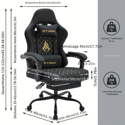 Fauteuil SYMINO JD183437 – Cuir Rembourré, Repose-pieds, Rotatif, Confort Mémoire