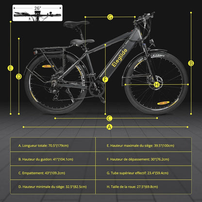 Vélo Électrique Eleglide T1 - VTT Urbain 27,5" | Moteur 250W | Batterie 36V 13Ah | 7 Vitesses | E-Bike Homme/Femme