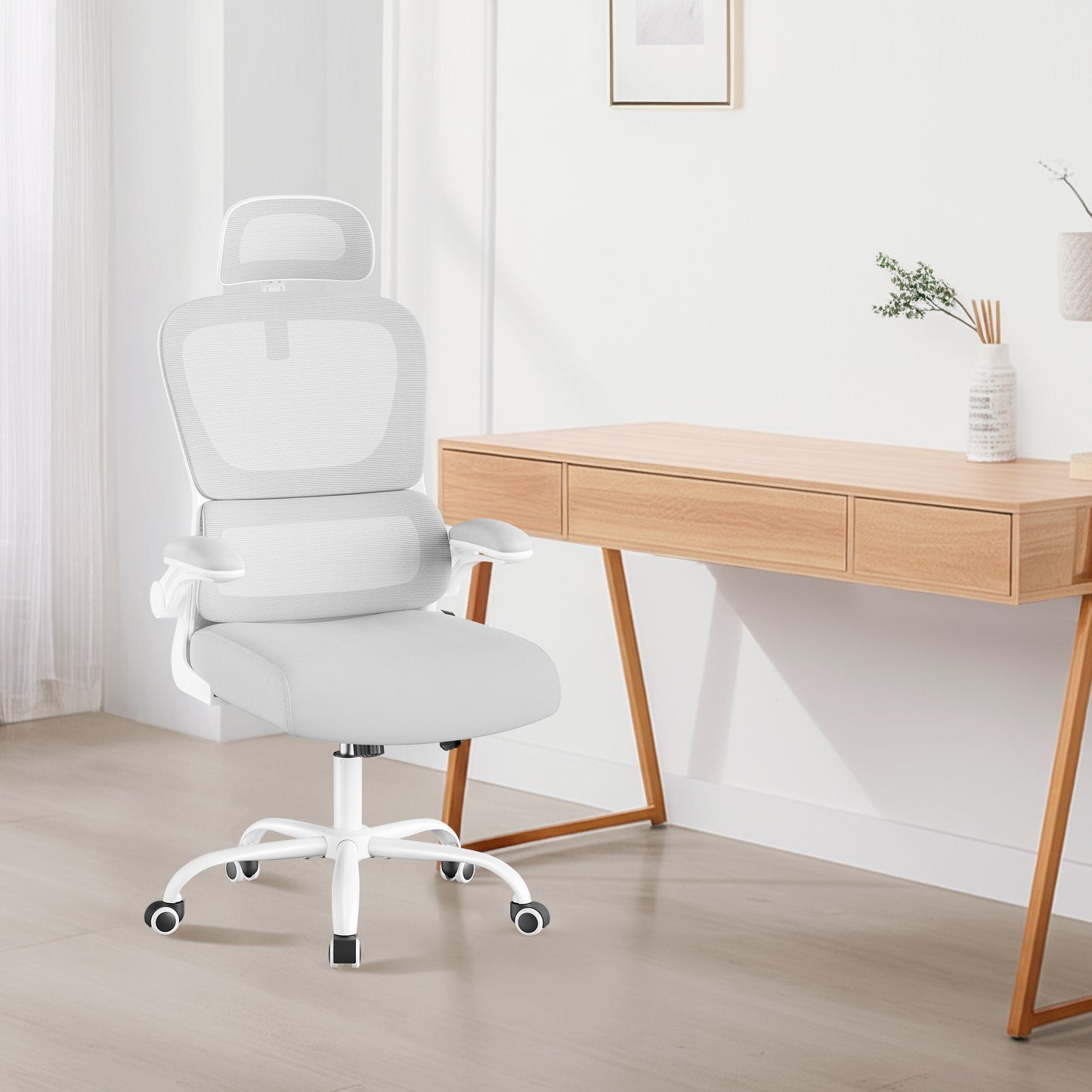 Fauteuil de Bureau SONGMICS 16V932071 – Ergonomique, Repose-Tête et Lombaires Réglables, Rotation 360°