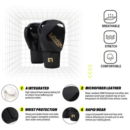 Gants de Boxe Professionnels 12oz - Muay Thai et Sanda (Hommes et Femmes)