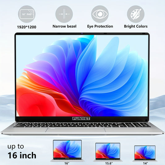 Ordinateur Portable de Jeu FUNYET 40.64 cm Intel 12th Gen N95 Processeur (jusqu'à 3.4GHz) FHD 1920 * 1200 Ouverture d'Angle 180 Degres Fingerprint Déverrouillage Clavier Rétroéclairé Windows 11 Pro