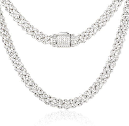 Chaîne Moissanite Cuban Link – 5.3 à 7 Carats, 6MM, Plaqué Or 18K & Argent Sterling