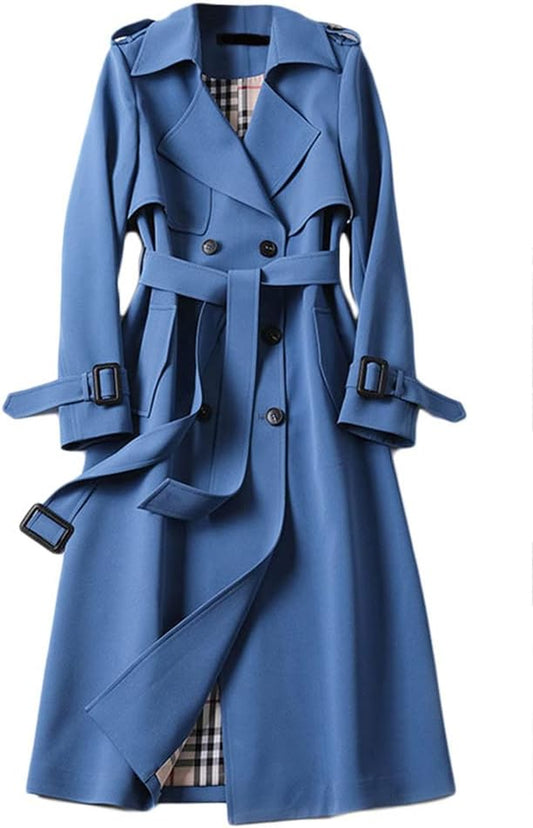 Femme Manteau Jacket Bouton Revers Long Veste Trenchcoat Manches Longues Cardigan Blazer Manteau OL Couleur Unie Parka Trench-Coat Automne Et Hiver