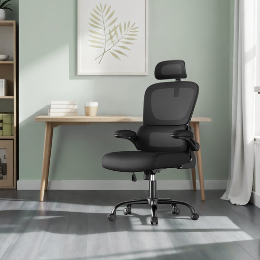 Fauteuil de Bureau SONGMICS 16V932071 – Ergonomique, Repose-Tête et Lombaires Réglables, Rotation 360°