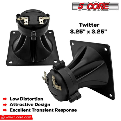 Tweeter 5Core 3,25" x 3,25" 40W Composant Carré Remplacement Super Horn Haute Puissance