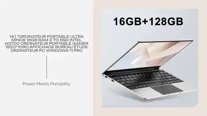 14.1 &quot;ordinateur portable Ultra mince 16GB RAM 2 to SSD Intel N3700 ordinateur portable Gamer 1920*1080 affichage bureau &eacute;tude ordinateur PC Windows 11 Pro by@Outfy